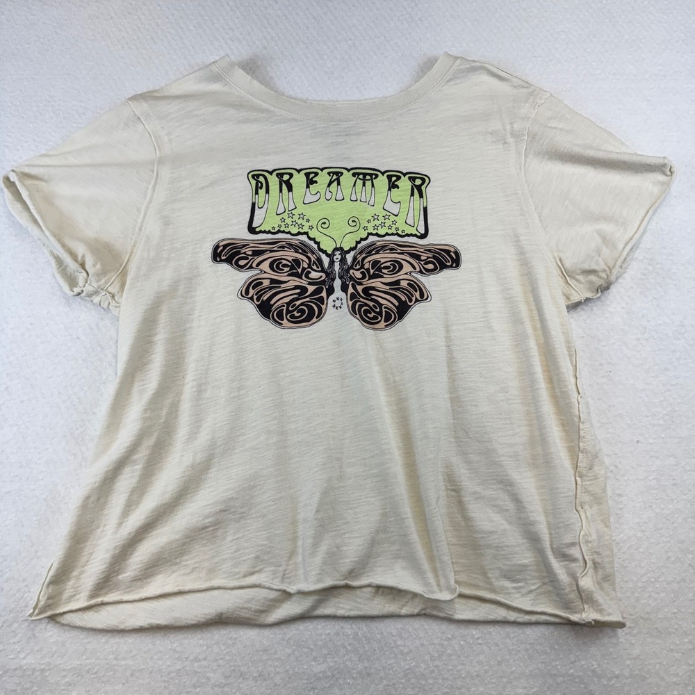 Anthropologie Catie St. Jacques Dreamer Graphic Tee Womens Large Cream Excellent